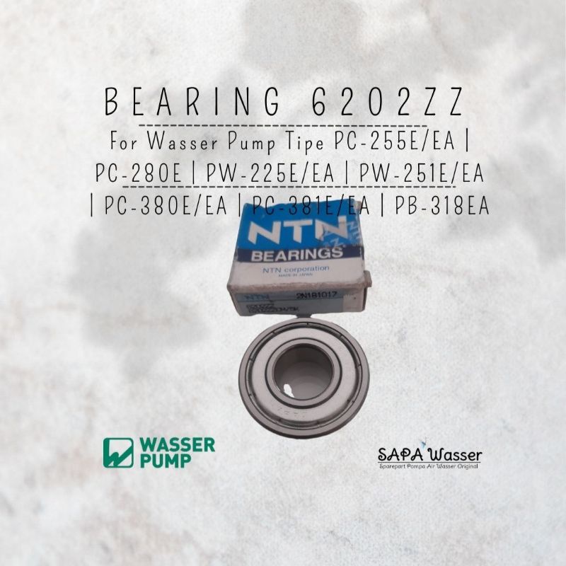 แบริ่ง 6202ZZ สําหรับปั๊มเจ็ท Wasser PC-255E/EA | พีซี-280E | PW-225E/EA | PW-251E/EA | พีซี-380E/EA