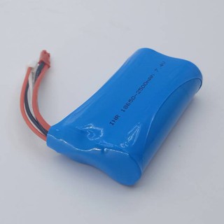 แบตเตอรี่ ขนาด 7.4 V. 2500 mAh แจ็คขาว-แดง  สายสองเส้น