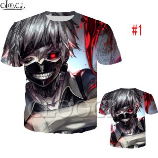 เสื้อยืดพิมพ์ลาย tokyo ghoul 3 มิติสไตล์ฮิปฮอปสําหรับผู้ชาย