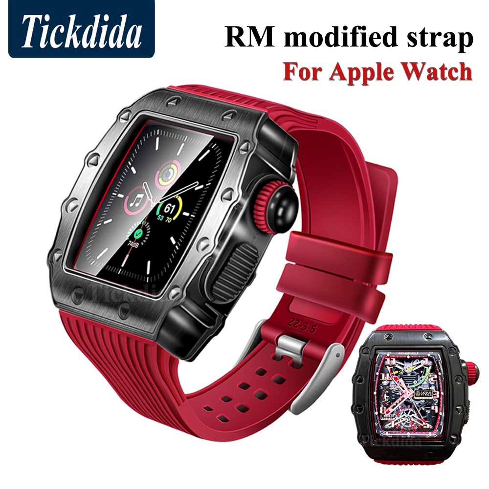 สายนาฬิกาข้อมือซิลิโคนโลหะ ระดับไฮเอนด์ RM ดัดแปลง สําหรับ Apple Watch 7 6 5 Gives The Soul of Mechanical Watches 45 มม. 44 มม.
