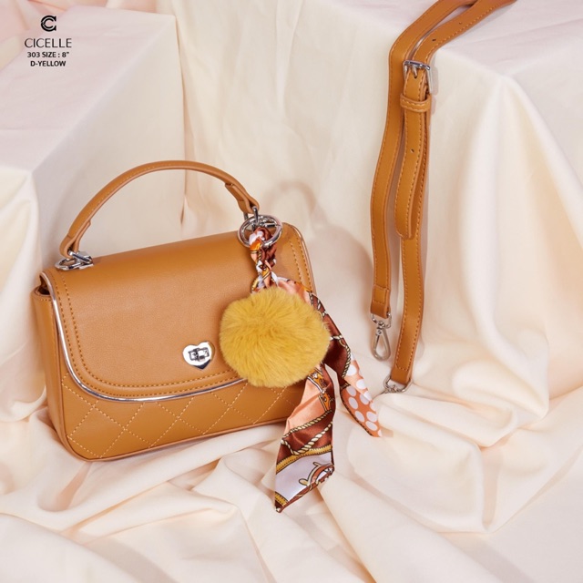 กระเป๋าแบรนด์แท้ Cicelle สีเหลืองมัสตาร์ด