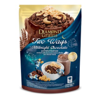 Diamond Grains Two Way Midnight Chocolate 500g.ไดมอนด์เกรนส์ทูเวย์มิดไนท์ช็อกโกแลต กราโนล่ารสช็อกโกแลตผสมอัลมอนด์และเมล็