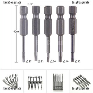 Easycoagulate ดอกไขควงแม่เหล็ก หัวสามเหลี่ยม 5 ชิ้น (เหล็ก 1 ชิ้น ก้านหกเหลี่ยม 4 ชิ้น และ FA 50 มม.)