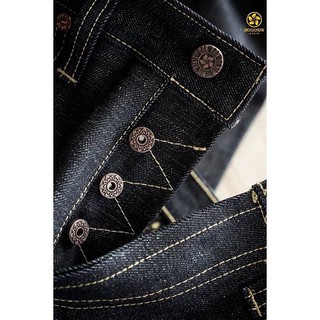 Dokkhun Denim กางเกงยีนส์ขายาว ผ้าริมเเดง16oz (สี drak indeko)