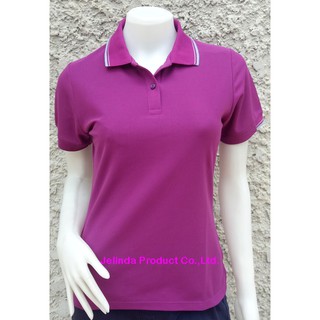 Women Polo รุ่น MC733W เสื้อโปโล ผู้หญิง เข้ารูป สีม่วงมะปราง  เก็บเงินปลายทางได้