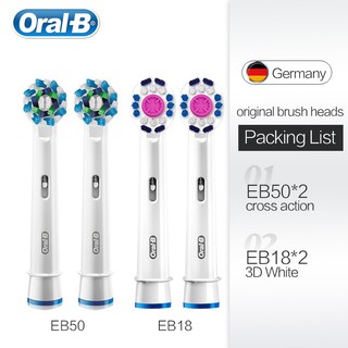 Oral B Replacement Brush Head White Teeth Cross Action Deep Clean Teeth 4 pieces/pack  EB 50 EB 18