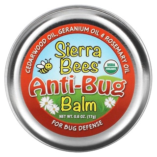 Sierra Bees Anti-Bug Balm Cedarwood Geranium &amp; Rosemary Oil 0.6 oz บาล์ม ป้องกันแมลง น้ำมันซีดาร์วูด เจอเรเนียม โรสแมรี่