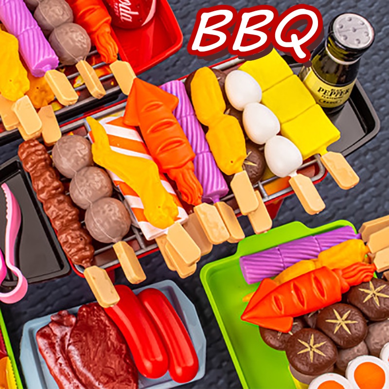 🍡🍢COD🍔ชุดของเล่นปิ้งย่าง ชิ้นเซ็ตบาร์บีคิวปาร์ตี้ BBQ เตาปิ้งย่าง แกล้งเกม ของเล่นในครัว ของเล่นเด็ก