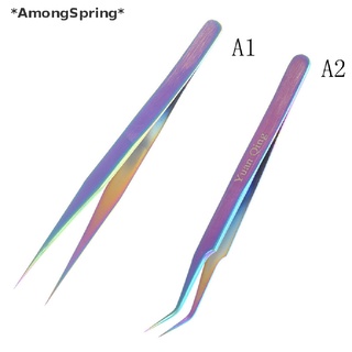 Amongspring แหนบสเตนเลส สีรุ้ง หลากสี สําหรับตกแต่งเล็บ