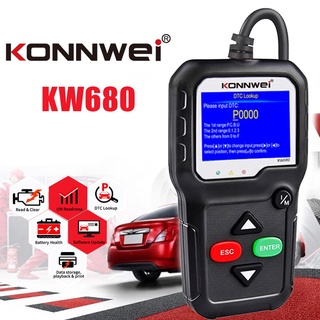 Konnwei KW680 OBD2 เครื่องสแกนเนอร์อ่านโค้ดอัตโนมัติ EOBD ผิดพลาด รหัสข้อผิดพลาด เครื่องมือวิเคราะห์