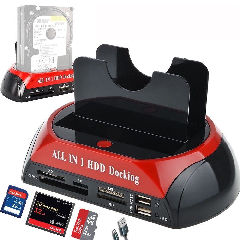 Hard Drive Docking Station SATA IDE Dual Slots External HDD SSD Enclosure
