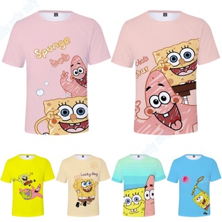 เสื้อยืดแขนสั้น พิมพ์ลาย SpongeBob Patrick Star สําหรับเด็กผู้ชาย และเด็กผู้หญิง