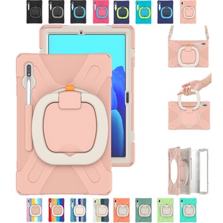 Samsung Galaxy Tab A8 10.5" X200 X205 2021 Tab S8 11" X700 X706 2022 Tab S8 Plus 12.4" X800 X806 2022 Hybrid Triple-Layer Heavy-Duty Child Shockproof And Drop-Proof Tablet Case Cover Rear Rotatable 360° Stand With Pen Slot Free Shoulder Strap