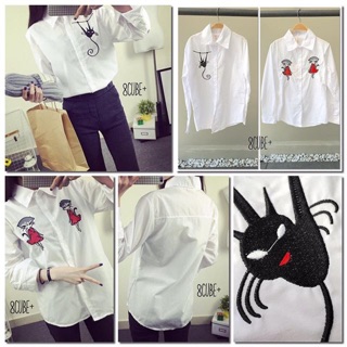 400.- ส่งฟรี🍒 :::cutie embroidery cotton shirt:::