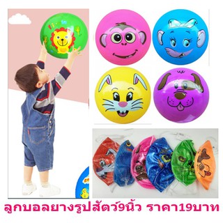 ลูกบอลเด็กลายการ์ตูนรูปหน้าสัตว์ ขนาด9นิ้ว บอลยางเด้งดึ๋ง ลูกบอลยางpvc บอลลายการ์ตูน บอลชายหาด บอลยาง9นิ้ว(BC112)