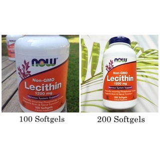 56% Sale!!! EXP: 08/23 (Now Foods®) NON-GMO Lecithin 1200 mg 100 or 200 Softgels เลซิตินจากถั่วเหลือง Soy Lecithin