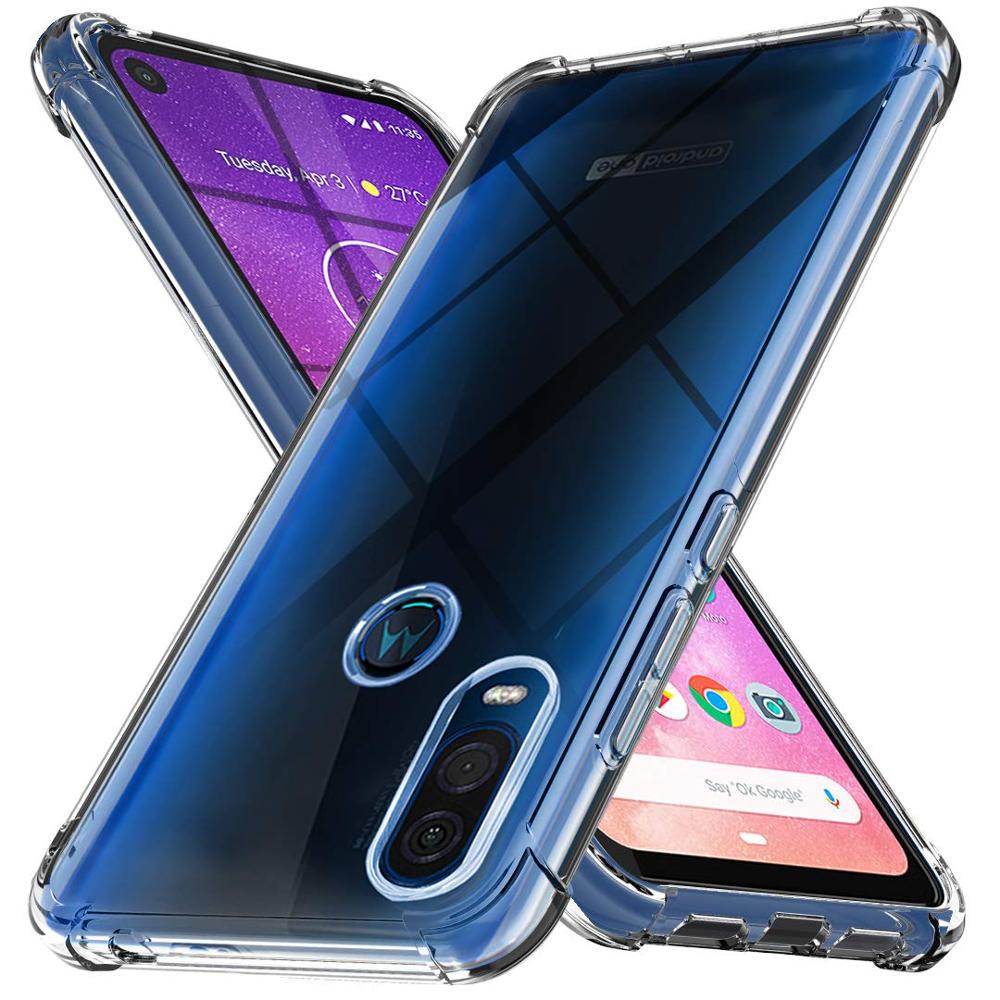 เคสคริสตัลแบบนุ่มพร้อมถุงลมนิรภัยสําหรับ Motorola Moto One Vision XT1970-1 6.3 "เคสซิลิโคนด้านหลัง TPU ยางฝาครอบป้องกัน