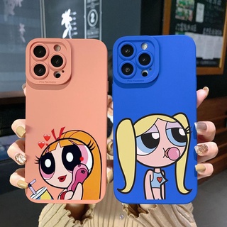 เคสโทรศัพท์มือถือ ขอบสี่เหลี่ยม ลาย Powerpuff Girls น่ารัก สําหรับ Samsung Galaxy S22 Plus Note 20 Ultra S21 FE S20