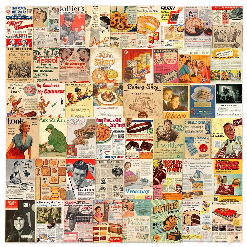 ❉ Retro Posters Junk Journal - Movie Advertising Series 01 สติ๊กเกอร์ ❉ 50Pcs/Set Mixed DIY Fashion 