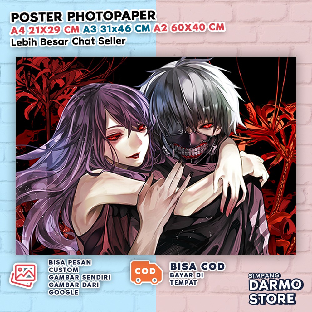 โปสเตอร์ Tokyo Ghoul Ken Kaneki Touka Rize Juuzou Anime Wibu สําหรับตกแต่งผนัง TGLX-65
