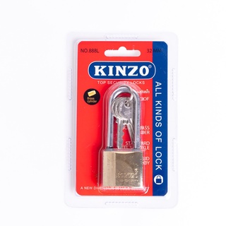 Kinzo กุญแจ แม่กุญแจ No.888L รุ่นพิเศษ มียางกันน้ำ พร้อมลูกกุญแจ 3 ดอก มีรุ่น 25 มม. และ 32มม. กุญแจทองเหลือง กุญแจล็อค