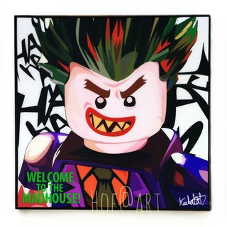 Joker Lego โจ๊กเกอร์ เลโก้ การ์ตูน cartoon รูปภาพ​ติด​ผนัง​ pop art ของขวัญ รูปภาพ กรอบรูป แต่งบ้าน