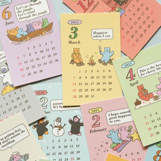 2021 Jelly Bear Mini Card Calendar การ์ดปฏิทินขนาดเล็กลายน้องหมี จากเกาหลี