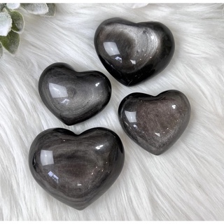 1Pc Natural Silver Obsidian ซิลเวอร์ ออบซิเดียน Heart Shape| Top Quality | Silver Obsidian is believed to bring