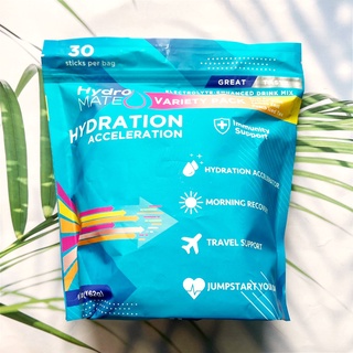 (HydroMATE®) Hydration Acceleration Variety Pack Electrolyte Powder-Enhanced Drink Mix 30 Sticks Per Bag ผงอิเล็กโทรไลต์