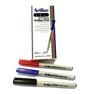 ปากกาเคมีหัวเข็ม ARTLINE Permanent Marker EK-250 หมึกกันน้ำ หัวปากกาขนาด 0.4 มม.