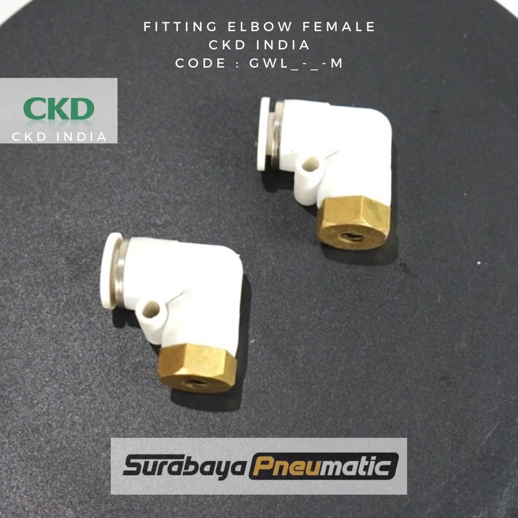 CKD INDIA - GWL6-M5-M/I (OD6mm, ThreadM5) PLF ข้อต่อข้อศอกเกลียวตัวเมีย