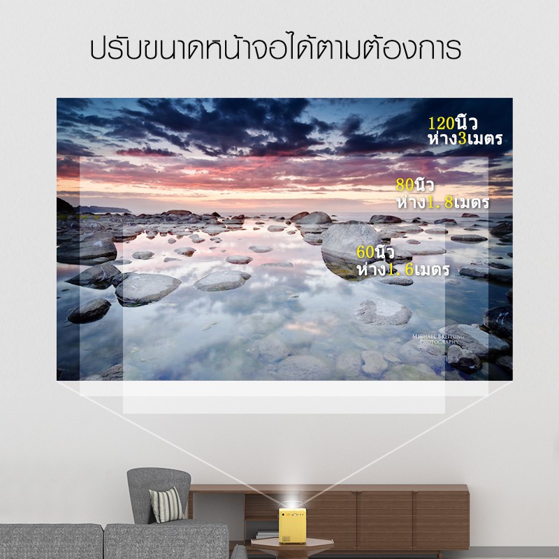 IPTV โปรเจคเตอร์ mini projector android projector 4k portable ...