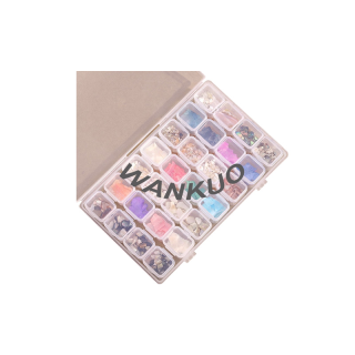 【WANKUO】ชุดเครื่องประดับตกแต่งเล็บ ลูกปัด เปลือกหอย ไข่มุก 28 ช่อง สำหรับผู้หญิง