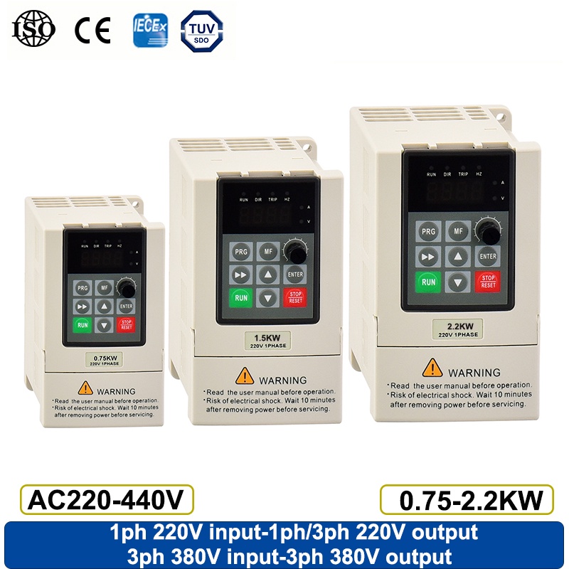 ความถี่ 1PH 220V 380V VFD 0.4-2.2KW ตัวควบคุมความเร็วอินเวอร์เตอร์ความถี่ตัวแปรไดร์เวอร์