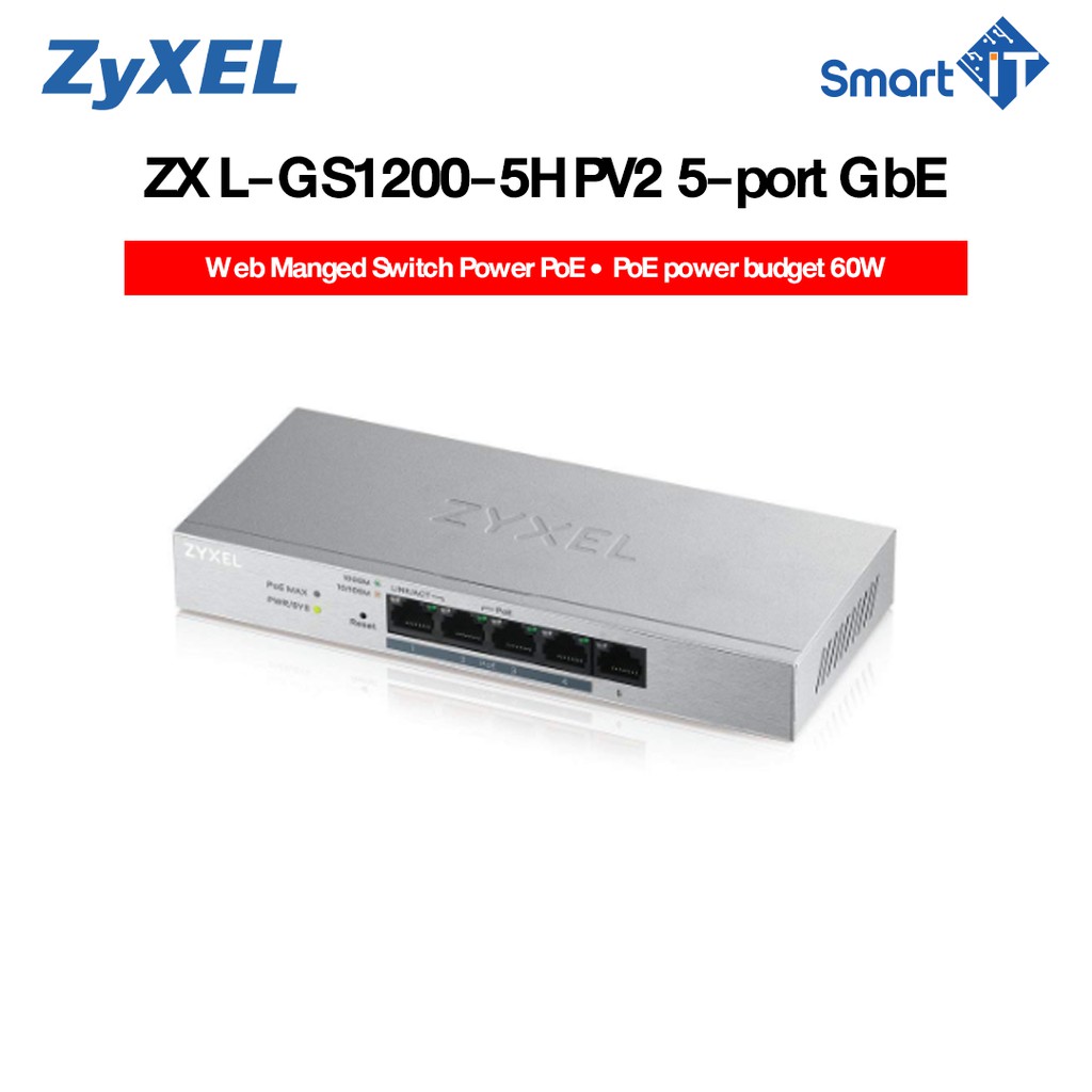 Zyxel GS1200-5HPV2 5-port GbE Web Manged Switch