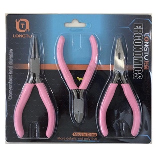 Flgo ชุดคีมตัดลวด เข็ม คีมจมูก คีมตัดเครื่องประดับ สีชมพู เกรดสูง 3 ชิ้น