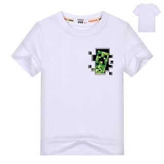 เสื้อยืดแขนสั้นสำหรับเด็กผู้ชาย Minecraft Creeper Summer