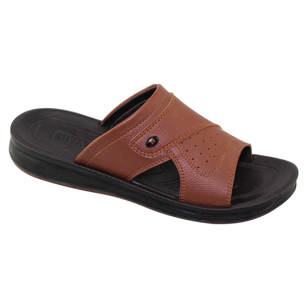 BITAS DUM.133 รองเท้าโลฟเฟอร์หนังผู้ชาย (BROWN + COW YELLOW) - BITAS