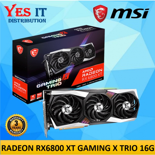 MSI Radeon RX 6800 XT / RX6800XT GAMING X TRIO 16G 16GB GDDR6 การ์ด GRAHIC