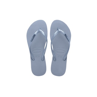 HAVAIANAS รองเท้าแตะผู้หญิง Slim Logo Metallic Flip Flops - Ashley Blue รุ่น 41198759057BLXX (รองเท้าแตะ รองเท้าผู้หญิง รองเท้าแตะหญิง)