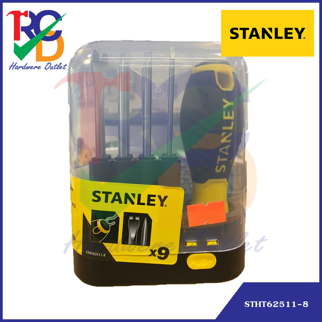 STANLEY 62-511 ไขควงชุด อเนกประสงค์ ด้ามยาง Cushion Grip ปากแบน/แฉก/ปลายแหลม/งัดตะปู STHT62511-8