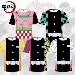 ชุดคอสเพลย์ Anime เสื้อดาบพิฆาตอสูร ชุดชิโนบุ Demon Slayer Kimetsu No Yaiba Kids Print T-shirt Cosplay Kamado Shinobu G