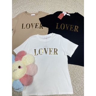 เสื้อยืดผ้าเด้งปั๊มนูน lover ลายเสือ💓ป้าย its me basic