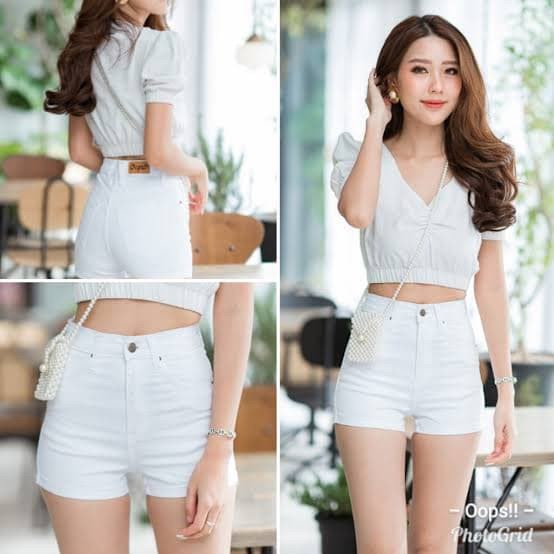 ยีนส์ขาสั้นรุ่นรียบ ผ้ายืด 4 สี ไซส์ S-6XL กางเกงยีนส์ผู้หญิง ขาสั้น เอวสูง ทรงเบสิค แบบเรียบ ผ้ายืด กระชับ ราคา ถูกที่สุด ดีลบีเคเค แกลเลอรีภาพที่ 7