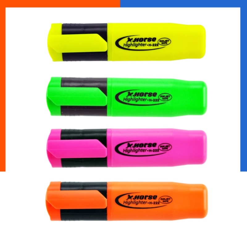 ปากกาเน้นข้อความ ปากกาไฮไลท์ สีสะท้อนแสง ตราม้า H-222 Horse ปากตัด US.Ststion - รูปที่ 7