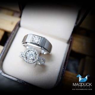 Madduckjewels แหวนเงินแท้ เพชร CZ ชุบโรเดียม RG1826WGR-RG1608