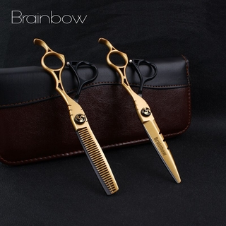 Brainbow Hair Cutting Scissors Shears Kit 6 Professional Barber Hair Cutting Shears Scissors Sharp Blades Hairdresser Haircut