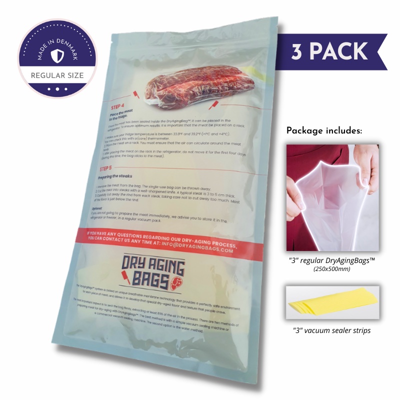 ถุงบ่มเนื้อ,ถุงดรายเอจ Dry Aging Bags (3 BAG) ขนาด 25x50cm. นำเข้าจากอเมริกา ตัวแทนจำหน่ายในประเทศไท