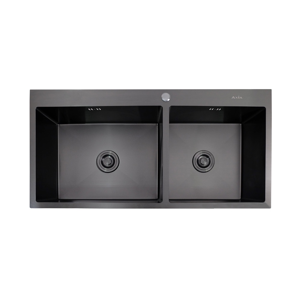 อ่างล้างจานสแตนเลสหลุมเหลี่ยมเคลือบนาโนสีดำ AXIA รุ่น MIDNIGHT 5240