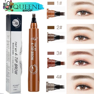 Queenly_Shop NOVO tattoo brow ปากกาเขียนคิ้วแทททู กันน้ำ หัวแปรง 4 แฉก(พร้อมส่งจากไทย) NO.Cos082-085